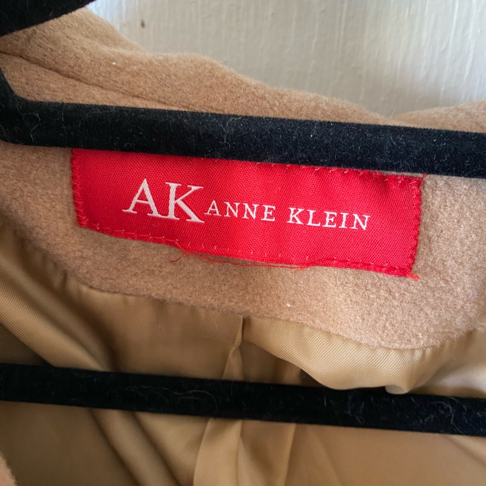 Anne Klein beige hooded button up winter peacoat wool blend - Picture 7 of 8